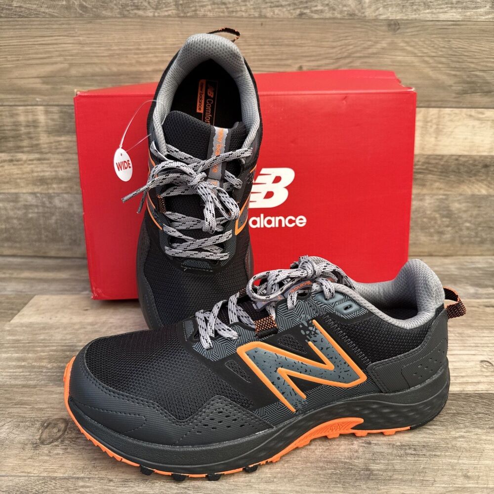 New Balance Men 8, Women 9.5 WIDE 4E Black Orange Sneakers 410v8 Low Trail Shoes